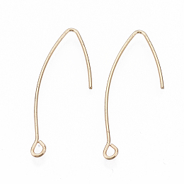 Honeyhandy Brass Earring Hooks, with Horizontal Loop, Nickel Free, Real 18K Gold Plated, 35mm, Hole: 1.8mm, 20 Gauge, Pin: 0.8mm