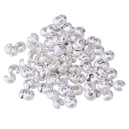 PandaHall Elite Brass Crimp Beads Covers Nickel Free Silver Craft Assortments 4mm, about 100pcs/bag