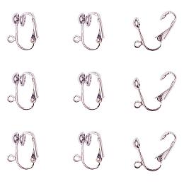 ARRICRAFT 10pcs Platinum Color Iron Clip-on Earring Components for Non-pierced Ears, About 13.5mm Wide, 15.5mm Long