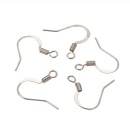 NBEADS 1000 Pcs Brass Earring Hooks, Nickel Free, Platinum, 15mm, Hole: 2mm; Pin: 0.7mm