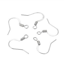 NBEADS 1000 Pcs Brass Earring Hooks, Nickel Free, Silver, 15mm, Hole: 2mm; Pin: 0.7mm