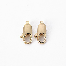 Honeyhandy Brass Lobster Claw Clasps, Nickel Free, Real 18K Gold Plated, 12x6x3mm, Hole: 1.8mm