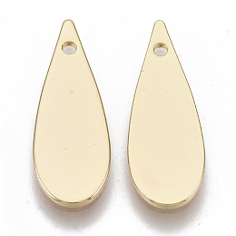 Honeyhandy Brass Pendants, Nickel Free, Teardrop, Real 18K Gold Plated, 19x7x1mm, Hole: 1mm