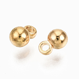 Honeyhandy Brass Charms, Nickel Free, Round, Real 18K Gold Plated, 4.5x3mm, Hole: 0.8mm