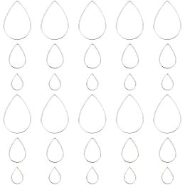 SUNNYCLUE 1 Box 120Pcs 3 Sizes Teardrop Linking Rings Earrings Beading Hoop Brass Metal Open Bezels Frame Charms for Earring Necklaces Findings Crafts Jewelry Making Supplies, Silver