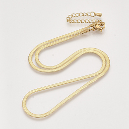 Honeyhandy Brass Herringbone Chains Necklace Making, with Lobster Claw Clasps, Nickel Free, Real 18K Gold Plated, 16.3 inch(41.6~41.9cm), 2.5x0.5mm