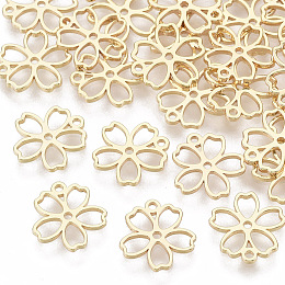 Honeyhandy Brass Charms, Nickel Free, Flower, Real 18K Gold Plated, 10.5x10x1mm, Hole: 1mm