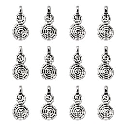 Honeyhandy Helix Tibetan Style Alloy Pendants, Cadmium Free & Nickel Free & Lead Free, Antique Silver, 17x8x1.5mm, Hole: 1.5mm.