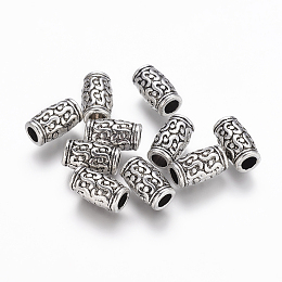 Honeyhandy Tibetan Style Zinc Alloy Beads, Lead Free & Cadmium Free, Tube, Antique Silver, 12x7mm, Hole: 3.5mm