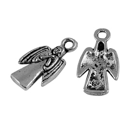 Honeyhandy Tibetan Style Alloy Pendants, Antique Silver Lead Free, Cadmium Free and Nickel Free, Angel, 18.5mm long, 10mm wide, 2mm thick, hole: 2mm