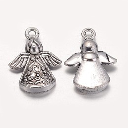 Honeyhandy Tibetan Style Alloy Angel Pendants, Lead Free and Cadmium Free, Antique Silver, 22x16.5x5.5mm, Hole: 2mm