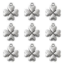 Honeyhandy Tibetan Style Alloy Pendant, Clover, Cadmium Free & Nickel Free & Lead Free, Antique Silver, 21x17.5x2.5mm, Hole: 1.5mm