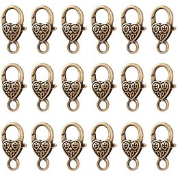 NBEADS 50 Pcs Antique Bronze Tibetan Style Heart Lobster Claw Clasps Lead & Nickel & Cadmium Free Jewelry Making Findings