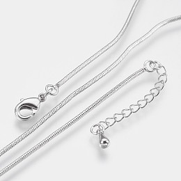 Honeyhandy Long-Lasting Plated Brass Snake Chain Necklaces, with Lobster Claw Clasp, Nickel Free, Real Platinum Plated, 18.1 inch (46cm), 1mm