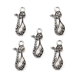 Honeyhandy Tibetan Style Alloy Kitten Pendant Settings for Enamel, Cadmium Free & Nickel Free & Lead Free, Cat Shape, Antique Silver Color, 23x10x1mm, Hole: 2mm