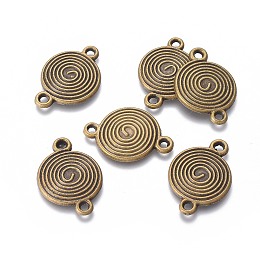 Honeyhandy Tibetan Style Alloy Links connectors, Flat Round/Vortex, Antique Bronze, 26x18x2mm, Hole: 2mm