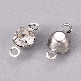 Honeyhandy Middle East Rhinestone, Brass, Nickel Free, Platinum, 8.5x4.5x3.5mm, Hole: 0.8mm