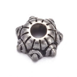 Honeyhandy Tibetan Silver Spacer Beads, Lead Free & Nickel Free & Cadmium Free, Gear, Antique Silver, about 5mm wide, 2.1mm thick, Hole: 1mm