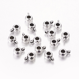 Honeyhandy Tibetan Silver Alloy Tube Bails, Loop Bails, Rondelle Bail Beads, Lead Free & Nickel Free & Cadmium Free, Antique Silver, about 5.8mm wide, 4.5mm long, Hole: 3mm