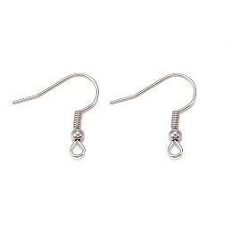 Honeyhandy Iron Earring Hooks, with Horizontal Loop, Dangle Earring Findings, Nickel Free, Platinum, 17~19x18mm, Hole: 2mm, Pin: 0.6mm