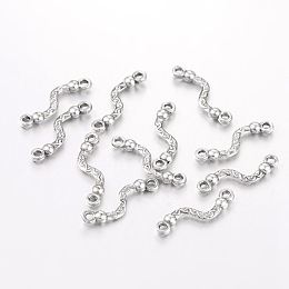 Honeyhandy Alloy Bar Links connectors, Lead Free, Nickel Free and Cadmium Free, Twist, Antique Silver Color, about 22.5mm long, 6mm wide, 3mm thick, hole: 1.5mm