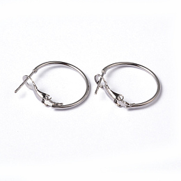 Honeyhandy Platinum Color Brass Hoop Earrings, Nickel Free, 20mmx1.2mm