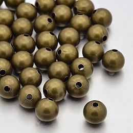 Honeyhandy Brass Beads, Seamless Round Beads, Nickel Free, Antique Bronze, 8mm, Hole: 2mm