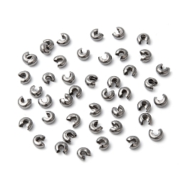 Honeyhandy Iron Crimp Beads Covers, Cadmium Free & Nickel Free & Lead Free, Gunmetal, 3mm In Diameter, Hole: 1.2~1.5mm