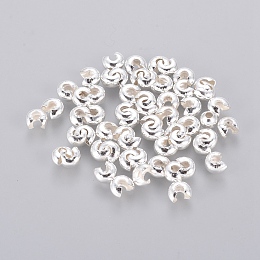 Honeyhandy Iron Crimp Beads Covers, Cadmium Free & Nickel Free & Lead Free, Silver Color Plated, 4mm In Diameter, Hole: 1.5~1.8mm