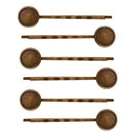 NBEADS 10PCS Antique Bronze Hair Bobby Pins Hair Clips Tray Hair Pins Setting Hairpin Cabochons Bases for Cabochon Cameo DIY Headwear Findings