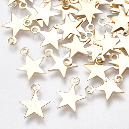 Honeyhandy Iron Charms, for DIY Jewelry Making, Nickel Free, Star, Light Gold, 10x8x0.5mm, Hole: 1mm