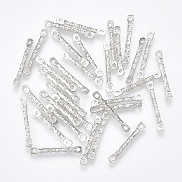 Honeyhandy Iron Bar Links connectors, Nickel Free, Textured, Platinum, 20x2x1.2mm, Hole: 1mm