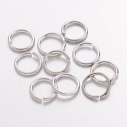 Honeyhandy Platinum Color Brass Open Jump Rings, Cadmium Free & Nickel Free & Lead Free, 18 Gauge, 8x1mm, Inner Diameter: 6mm, about 70pcs/10g