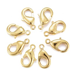 Honeyhandy Brass Lobster Claw Clasps, Parrot Trigger Clasps, Nickel Free, Golden, about 12mm long, 7mm wide, 3mm thick, hole: 1mm