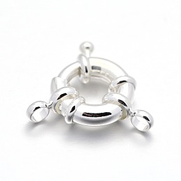 Honeyhandy Rack Plating Brass Spring Ring Clasps, 925 Sterling Silver Plated, 13x5mm, Hole: 3mm