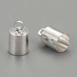 Honeyhandy Brass Cord Ends, Nickel Free, Silver Color Plated, 9.5x6mm, Hole: 1.1mm, 5.5mm inner diameter