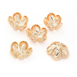 Honeyhandy 5-Petal Brass Caps, Long-Lasting Plated, Real 18K Gold Plated, Nickel Free, Flower, 13.5x6mm, Hole: 1mm