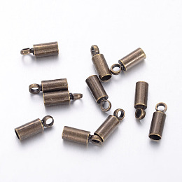 Honeyhandy Brass Cord Ends, End Caps, Nickel Free, Antique Bronze, 8x2.8mm, Hole: 1.5mm, 2mm inner diameter