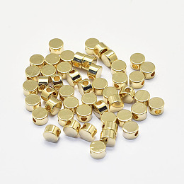 Honeyhandy Long-Lasting Plated Brass Beads, Real 18K Gold Plated, Nickel Free, Flat Round, 4x2.5mm, Hole: 1mm