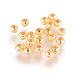 Honeyhandy Long-Lasting Plated Brass Textured Beads, Real 18K Gold Plated, Nickel Free, Round, 3mm, Hole: 1mm