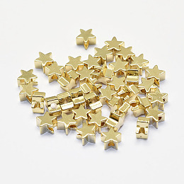 Honeyhandy Long-Lasting Plated Brass Beads, Real 18K Gold Plated, Nickel Free, Star, 5x5x3mm, Hole: 1.5mm