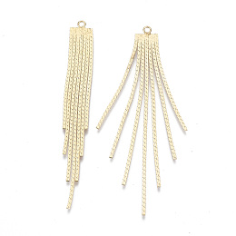 Honeyhandy Brass Chain Tassel Big Pendants, Nickel Free, Real 18K Gold Plated, 72x8.2x0.7mm, Hole: 1.5mm