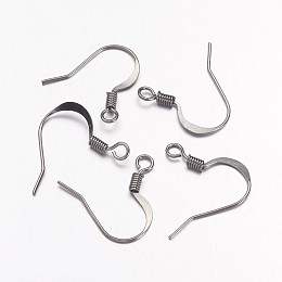 Honeyhandy Brass French Earring Hooks, with Horizontal Loop, Flat Earring Hooks, Nickel Free, Gunmetal, 17mm, Hole: 2mm