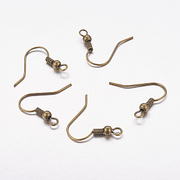 Honeyhandy Brass Earring Hooks, Ear Wire, with Horizontal Loop, Antique Bronze, Nickel Free, 17~19x16~18x0.8mm, Hole: 2mm