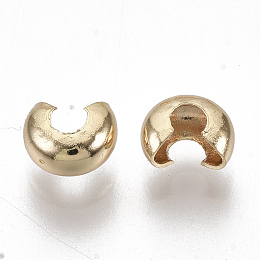 Honeyhandy Brass Crimp Beads Covers, Nickel Free, Real 18K Gold Plated, 3mm, Hole: 1.4mm