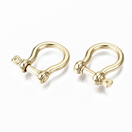 Honeyhandy Brass D-Ring Anchor Shackle Clasps, for Bracelets Making, Nickel Free, Real 18K Gold Plated, 18x16x5mm, Hole: 1.2mm