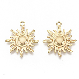 Honeyhandy Brass Pendants, Nickel Free, Real 18K Gold Plated, Sun, 28x24.5x2mm, Hole: 2mm