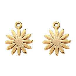 Honeyhandy Brass Charms, Nickel Free, Flower, Real 18K Gold Plated, 10x8x1mm, Hole: 1mm