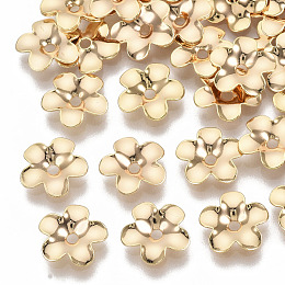 Honeyhandy Brass Bead Caps, Nickel Free, 5-Petal, Flower, Real 18K Gold Plated, 8.5x9x1.5mm, Hole: 1.4mm