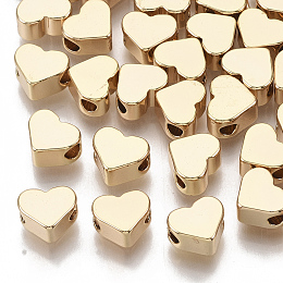 Honeyhandy Brass Beads, Heart, Nickel Free, Real 18K Gold Plated, 6x7x3.5mm, Hole: 1.8mm